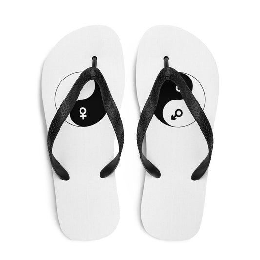 Flip-Flops with male/female yin yang symbol