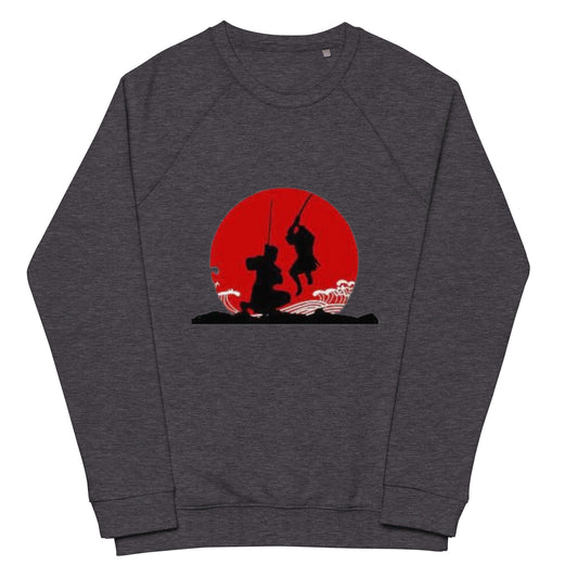 Unisex organic raglan sweatshirt-red sun fighting warriors