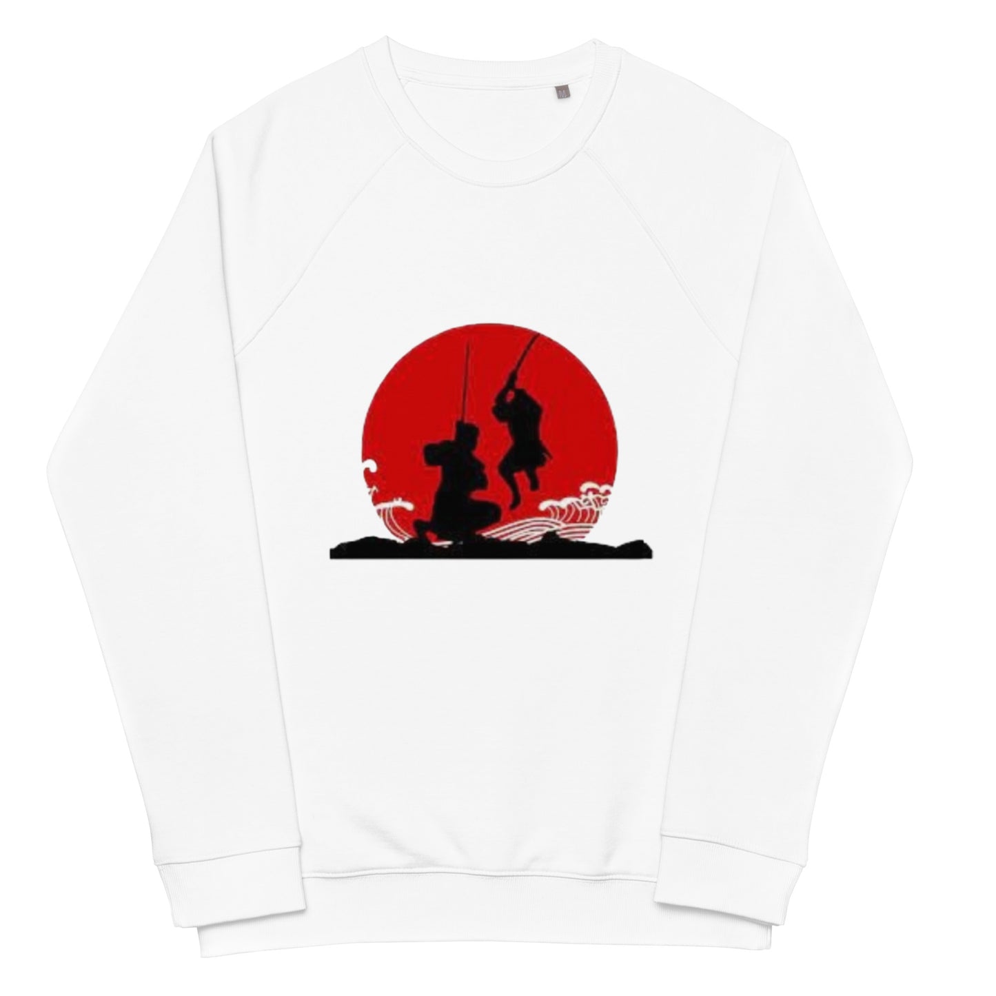 Unisex organic raglan sweatshirt-red sun fighting warriors