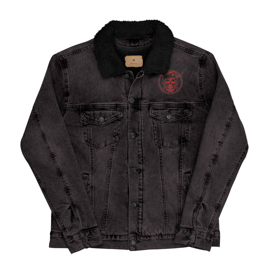 Unisex denim sherpa jacket-skull