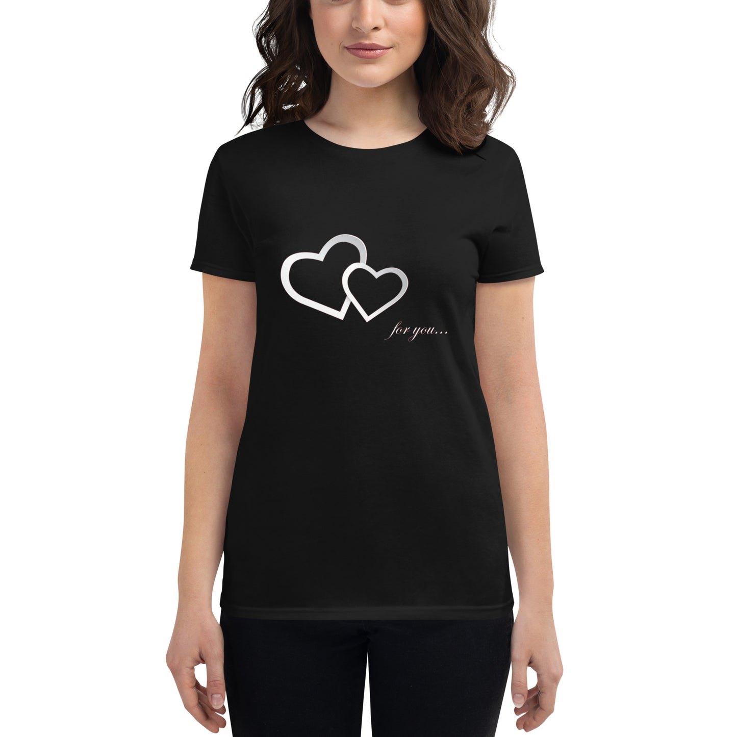 Women's short sleeve t-shirt-two hearts for you