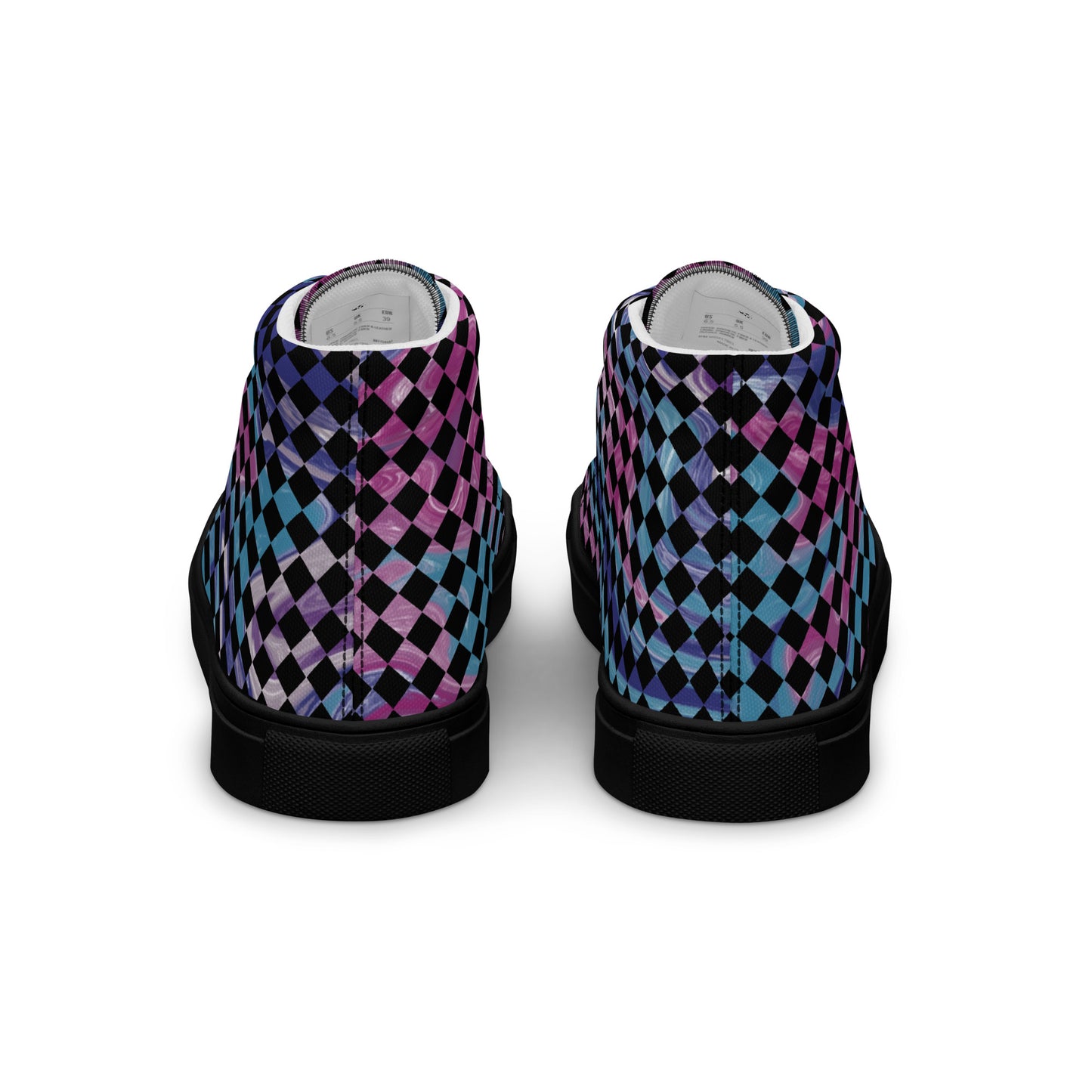 Women’s high top canvas shoes-Tie Dye checkered