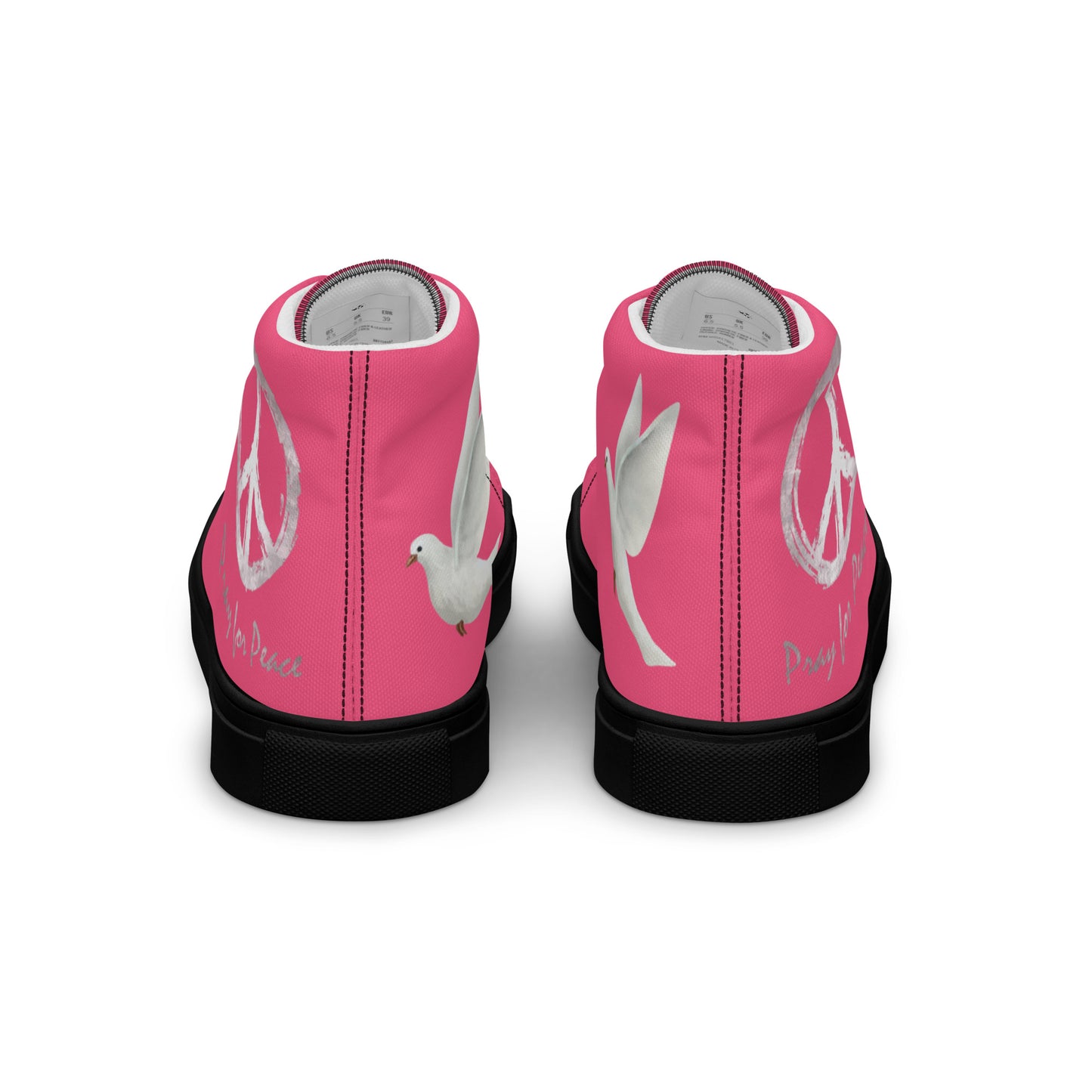 Women’s high top canvas shoes-Pink-Peace & Dove