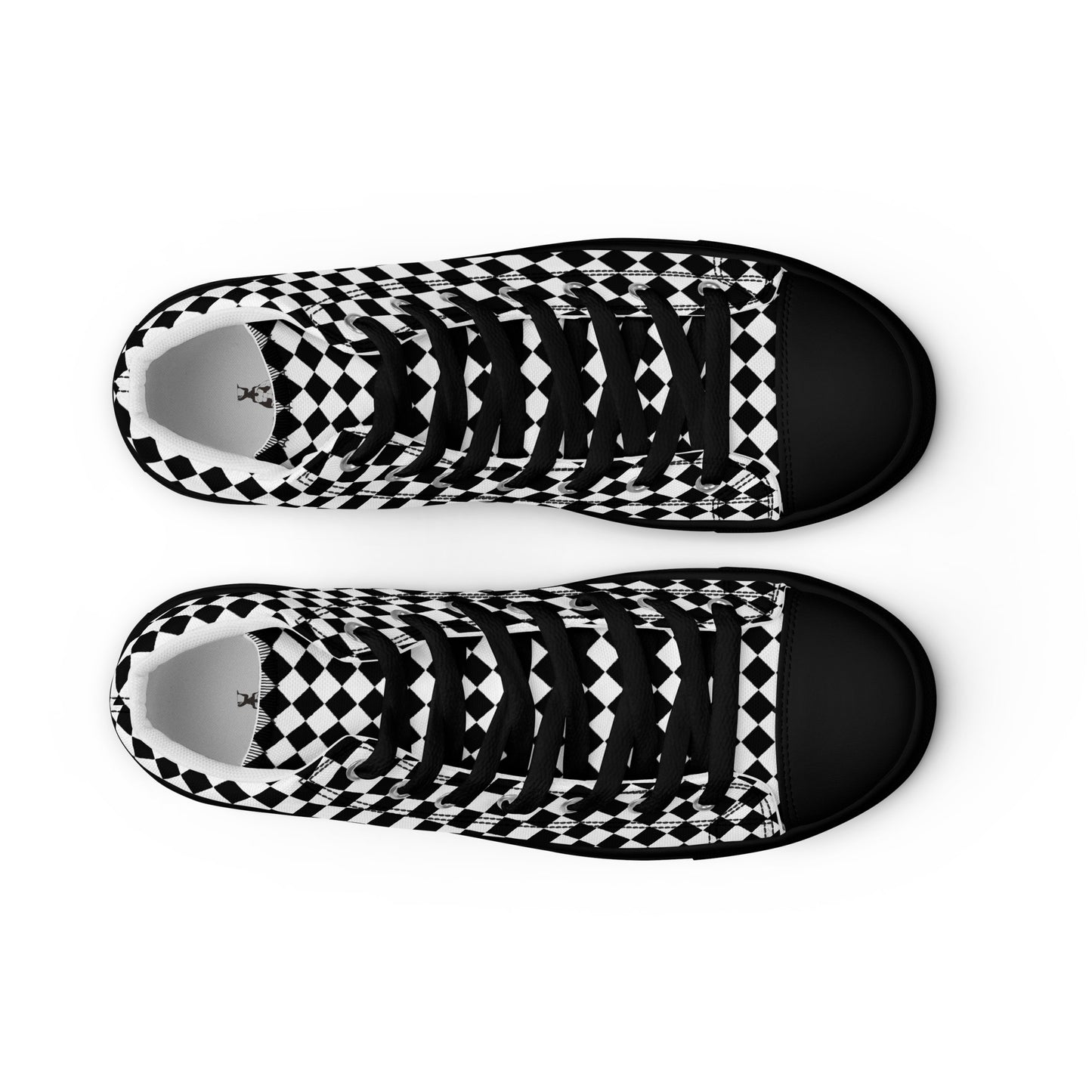 Women’s high top canvas shoes-Checkered black