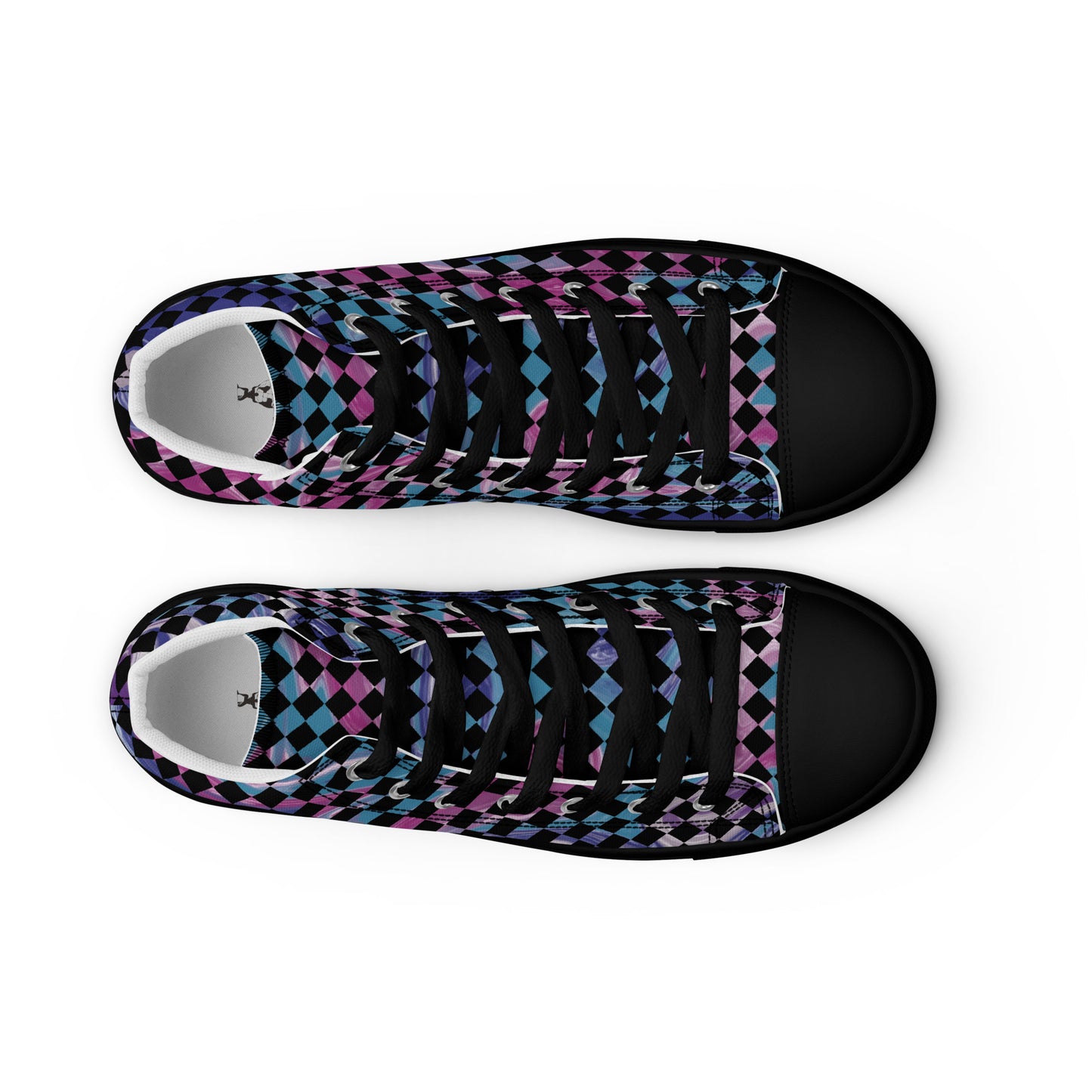 Women’s high top canvas shoes-Tie Dye checkered