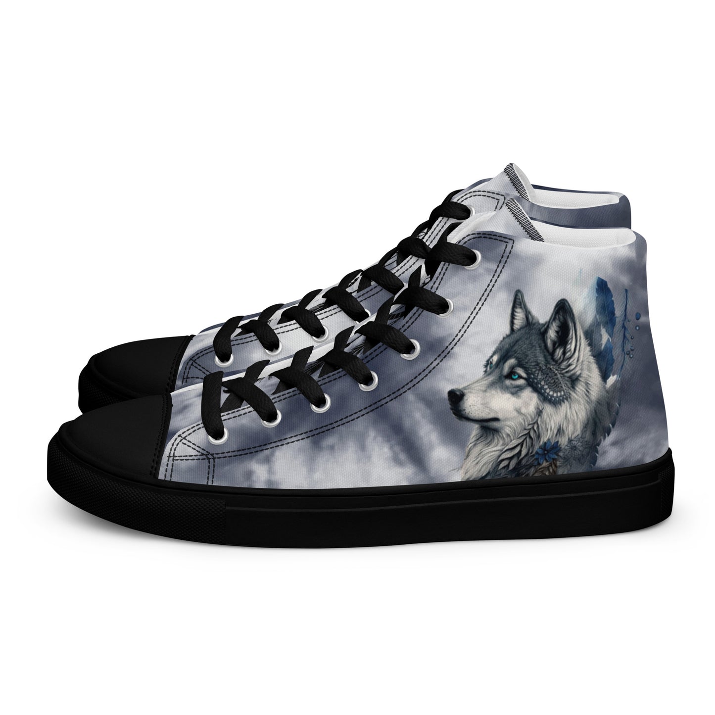 Women’s high top canvas shoes-Wolf & dream catcher