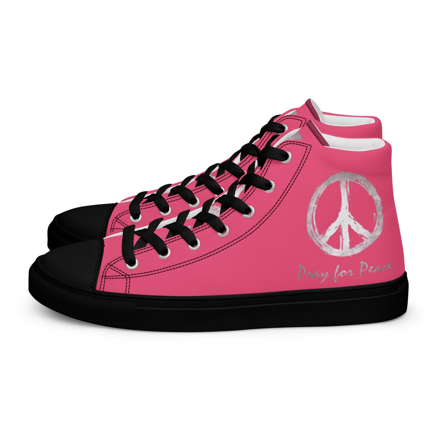 Women’s high top canvas shoes-Pink-Peace & Dove