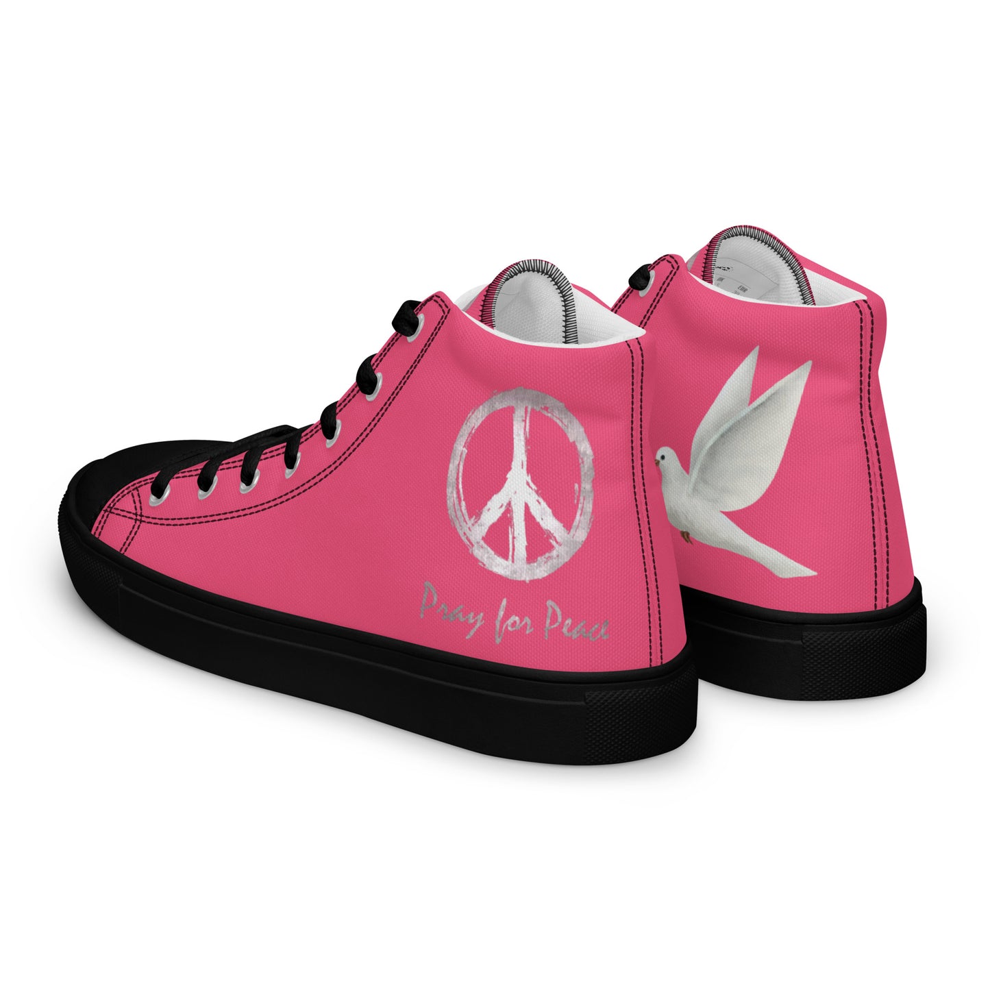 Women’s high top canvas shoes-Pink-Peace & Dove