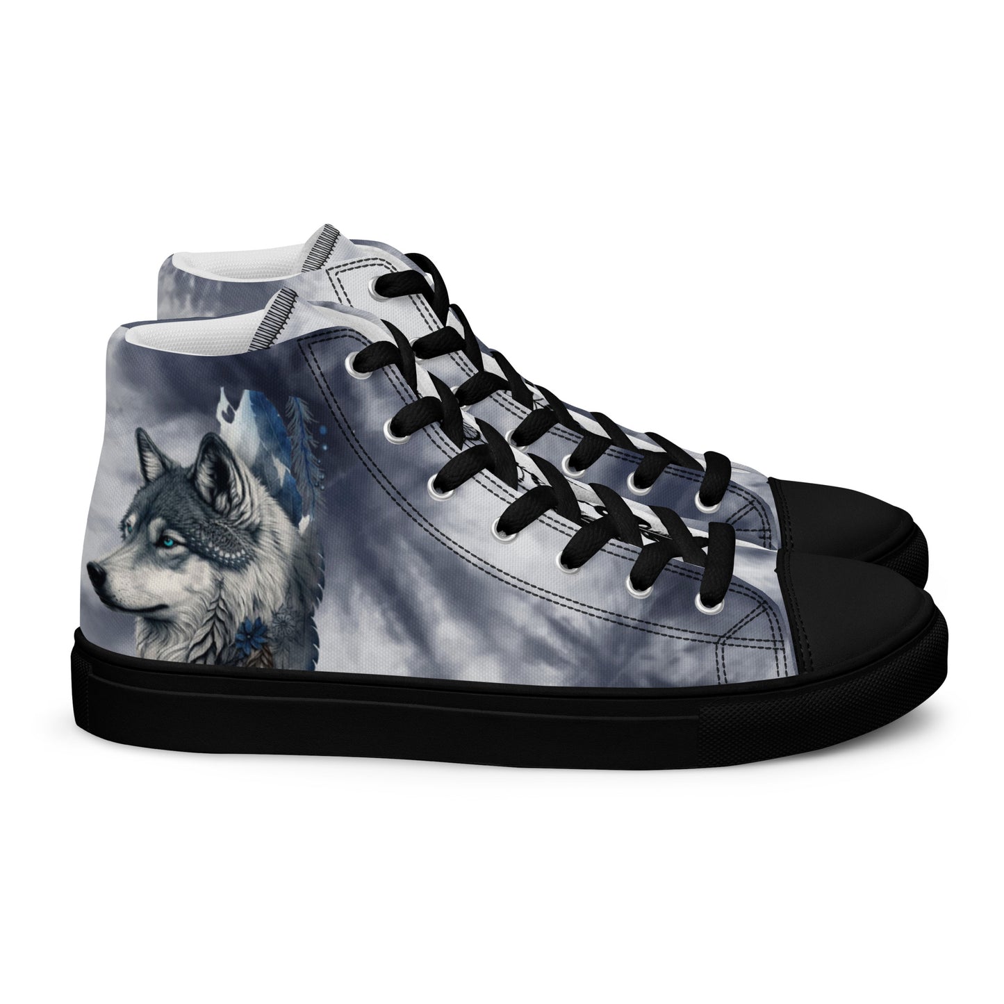 Women’s high top canvas shoes-Wolf & dream catcher