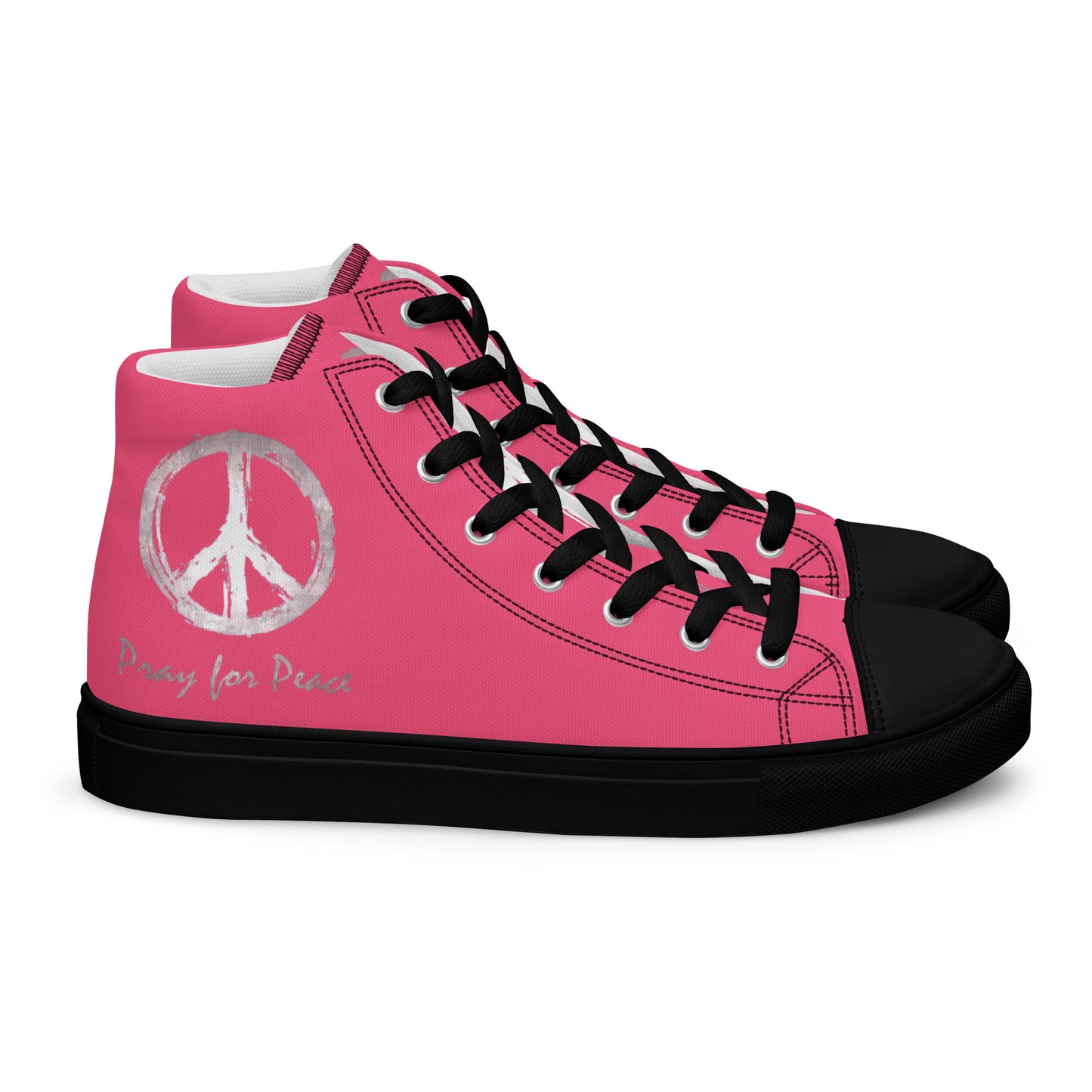 Women’s high top canvas shoes-Pink-Peace & Dove