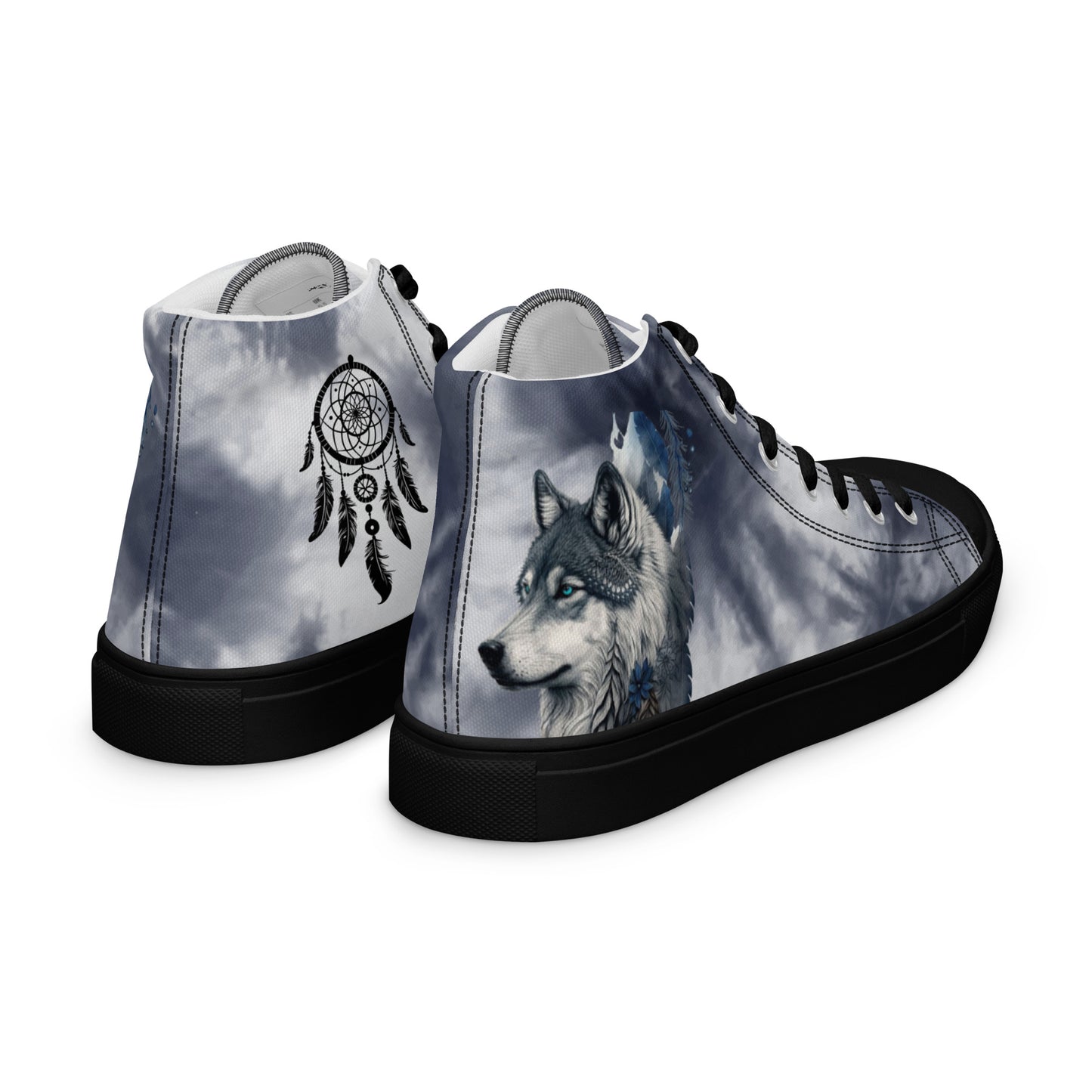 Women’s high top canvas shoes-Wolf & dream catcher