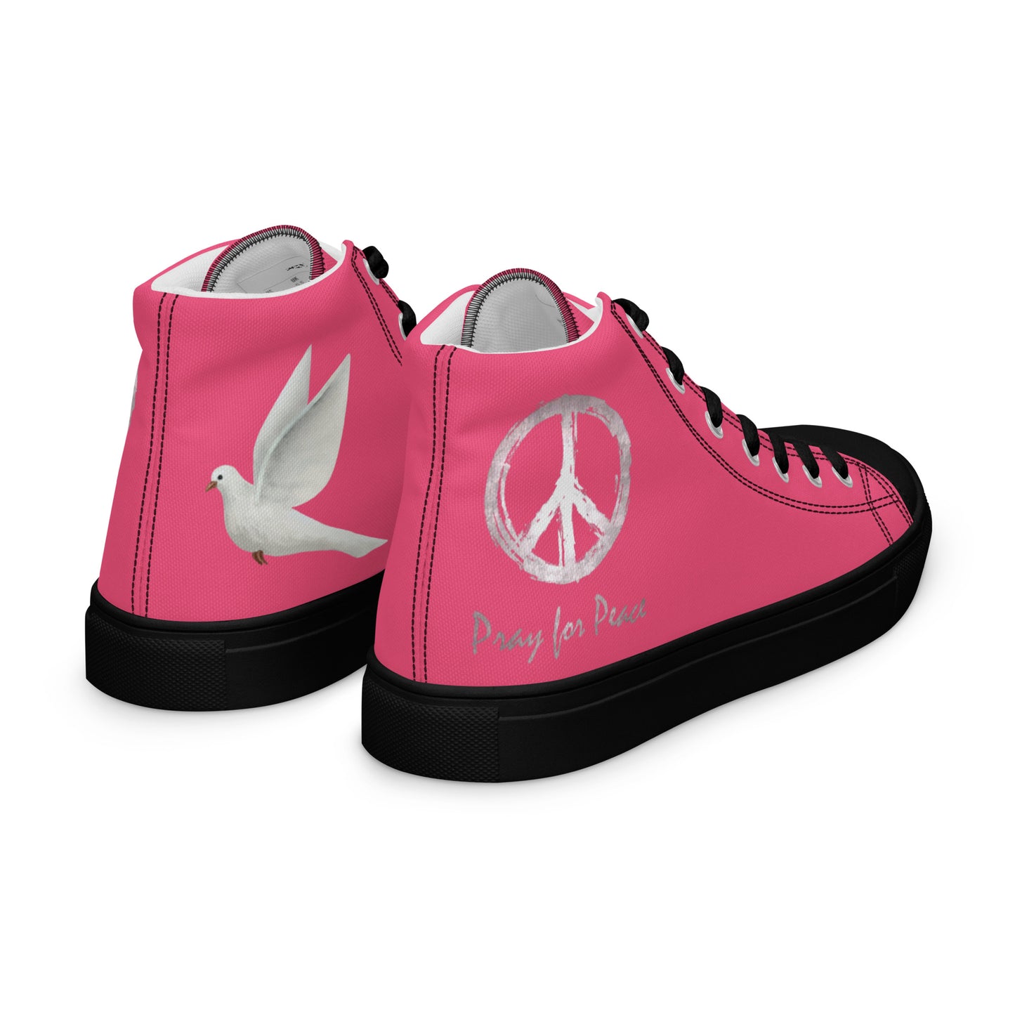 Women’s high top canvas shoes-Pink-Peace & Dove