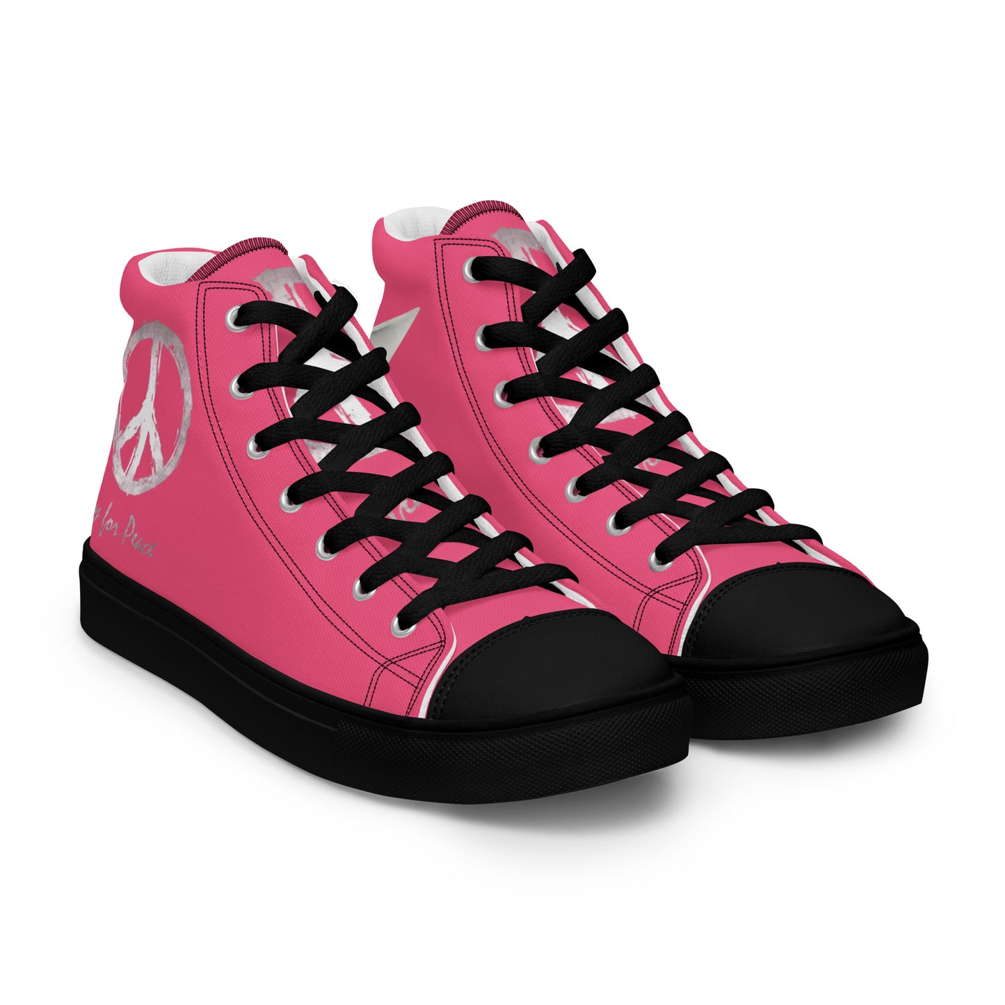 Women’s high top canvas shoes-Pink-Peace & Dove