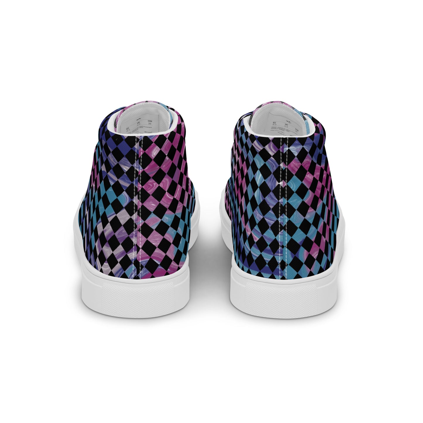 Women’s high top canvas shoes-Tie Dye checkered