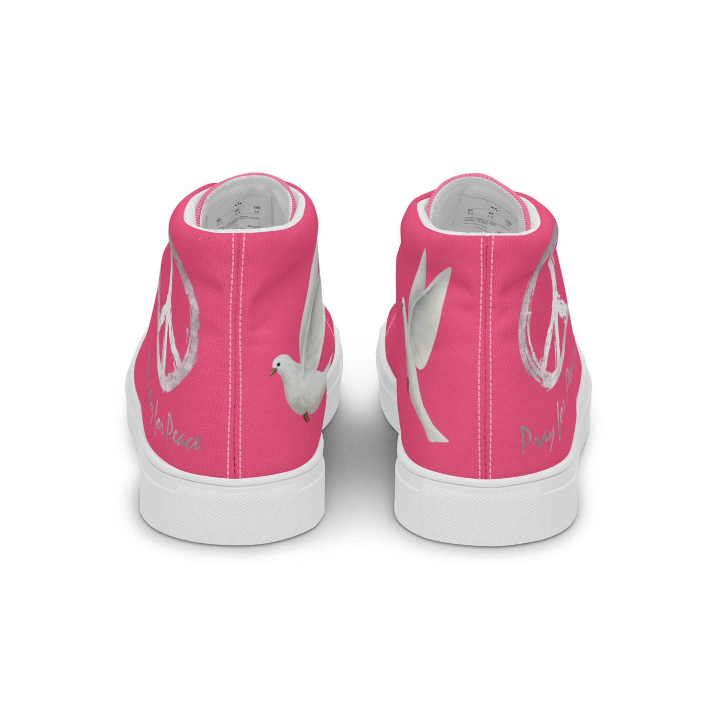 Women’s high top canvas shoes-Pink-Peace & Dove