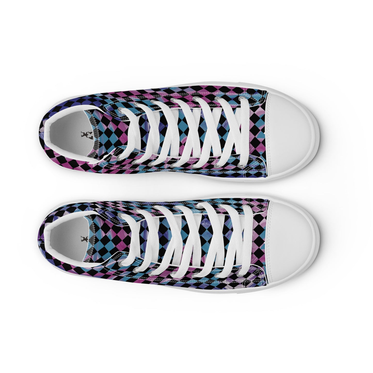 Women’s high top canvas shoes-Tie Dye checkered