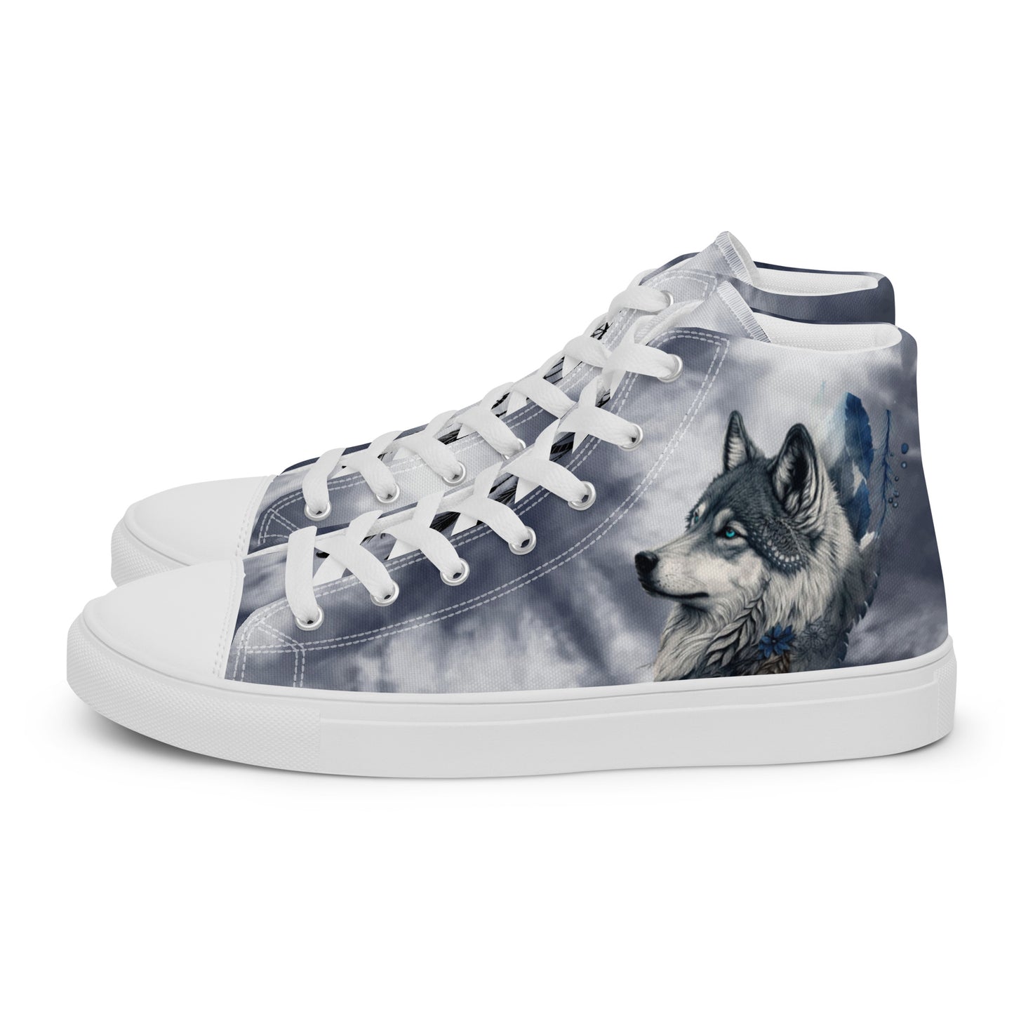 Women’s high top canvas shoes-Wolf & dream catcher