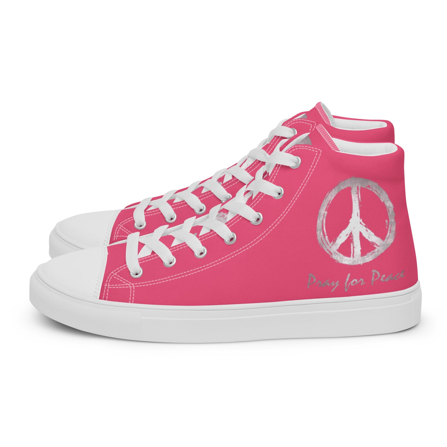 Women’s high top canvas shoes-Pink-Peace & Dove