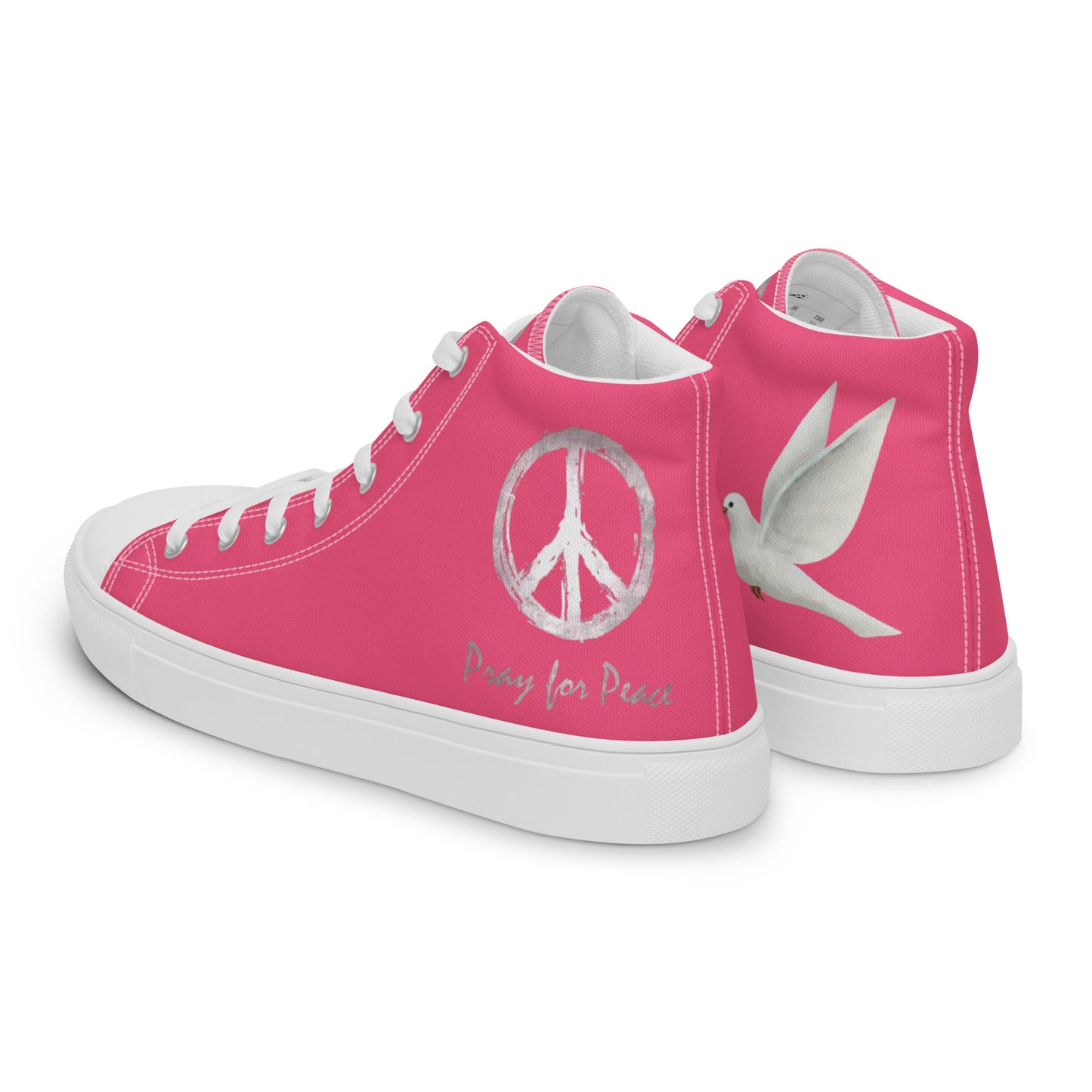 Women’s high top canvas shoes-Pink-Peace & Dove