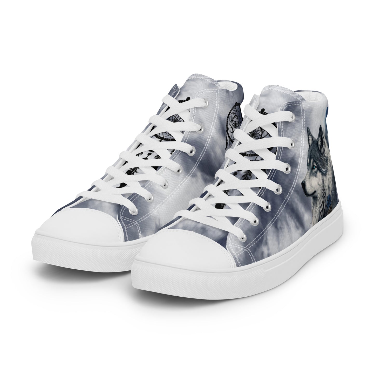 Women’s high top canvas shoes-Wolf & dream catcher