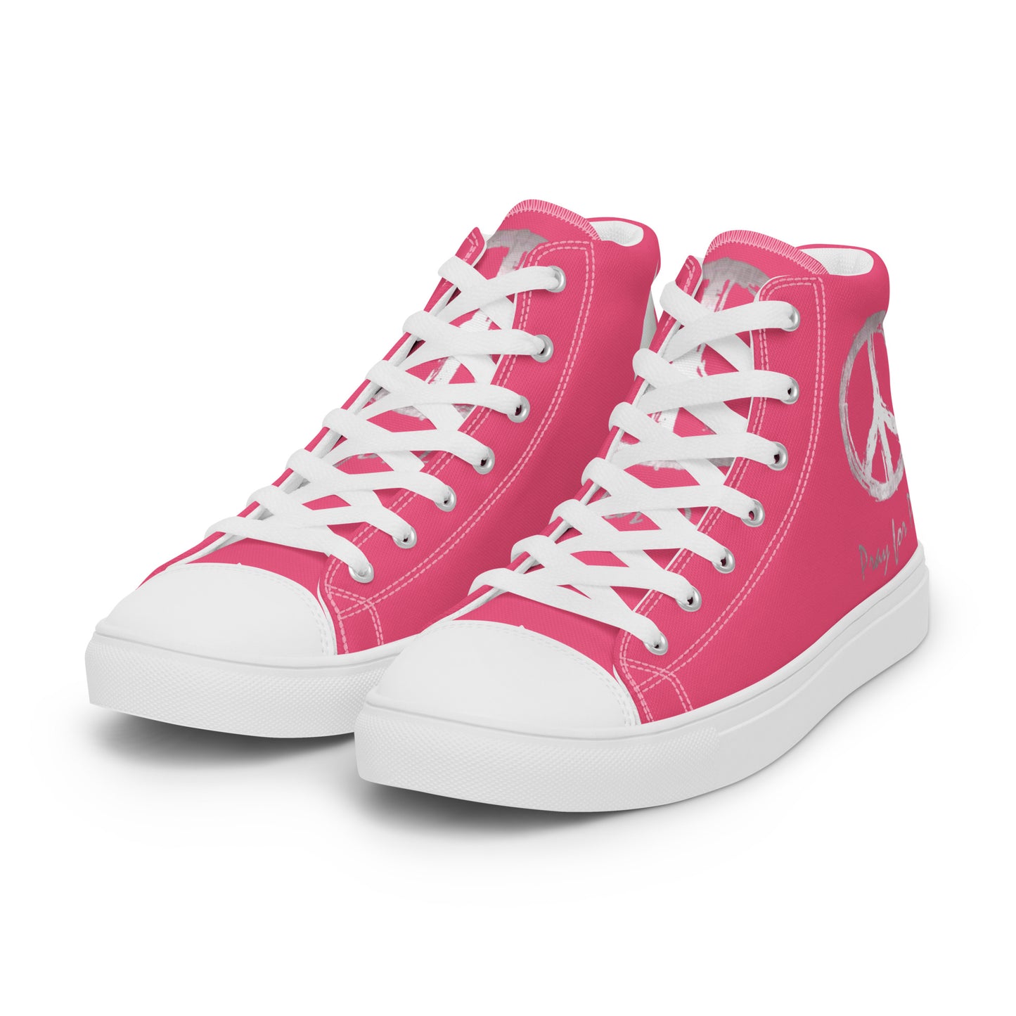 Women’s high top canvas shoes-Pink-Peace & Dove