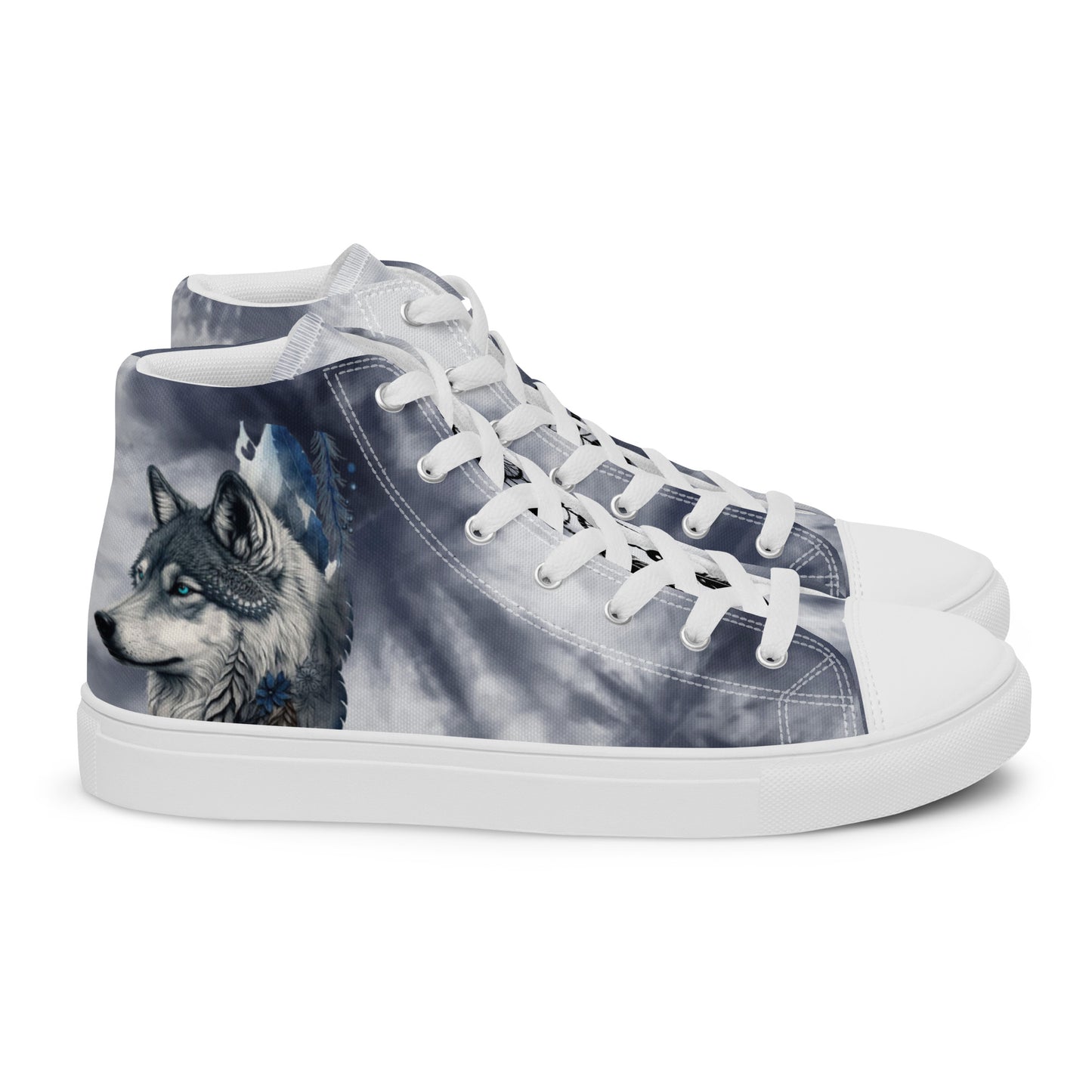 Women’s high top canvas shoes-Wolf & dream catcher