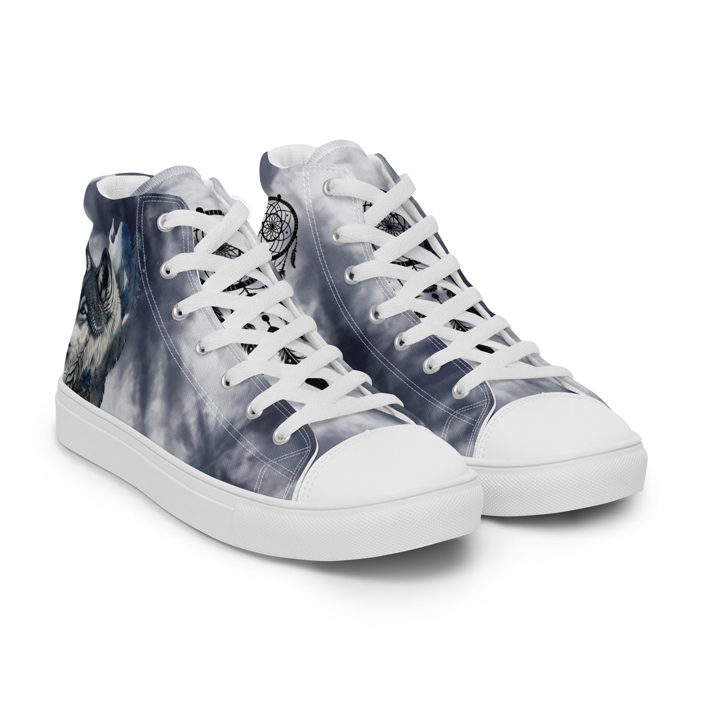 Women’s high top canvas shoes-Wolf & dream catcher