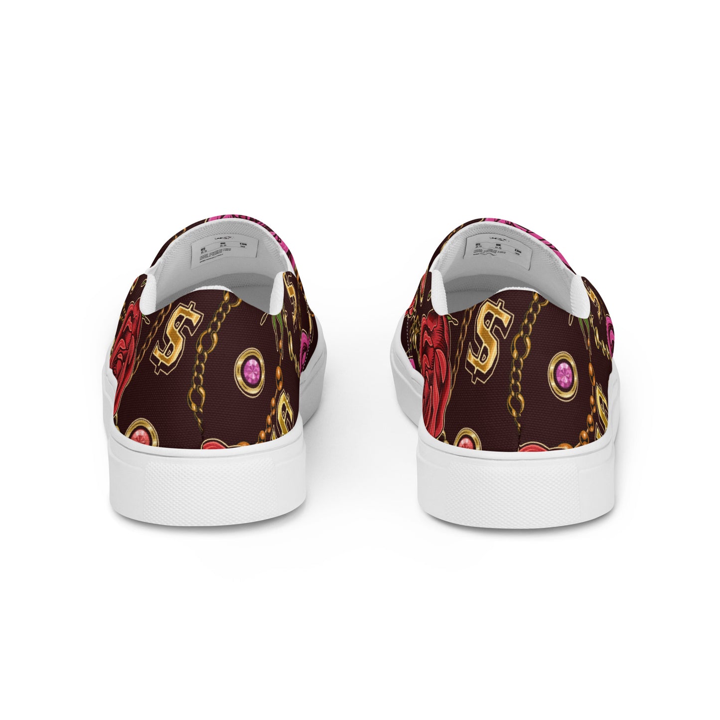 Women’s slip-on canvas shoes-Flowers & $ sign