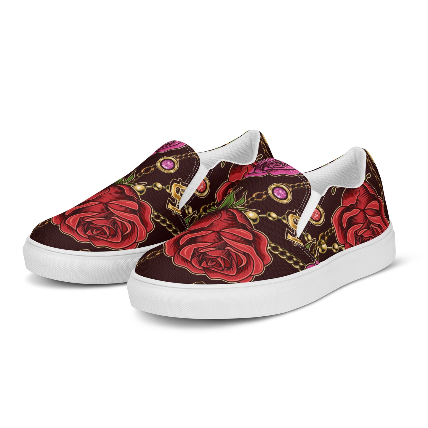 Women’s slip-on canvas shoes-Flowers & $ sign